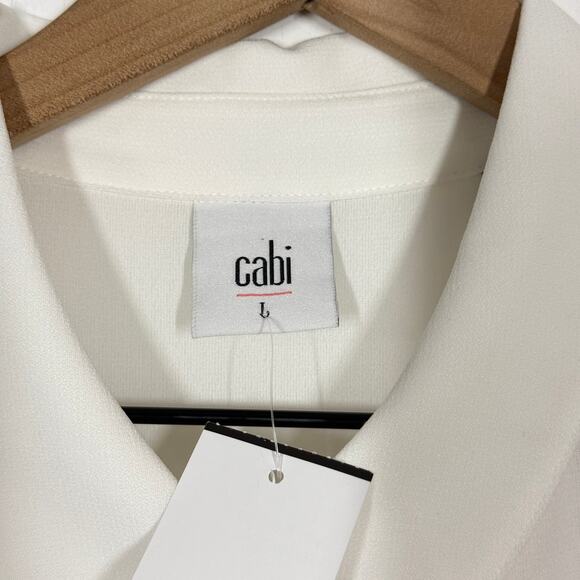 Cabi Button Up Blouse Top Wmns L White Collared Pocket Pleated Hem Old Money NWT - Picture 7 of 8